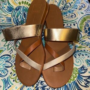 Dolce Vita Gold and Tan Sandals, size 10